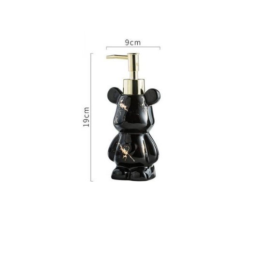Cute Bear Shape Ceramic Liquid Soap Dispenser 200ml - Black photo