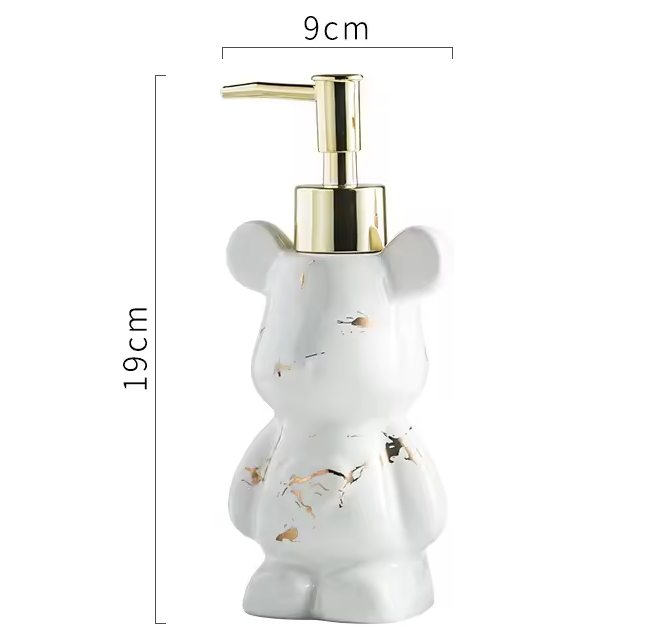 Cute Bear Shape Ceramic Liquid Soap Dispenser 200ml - White photo