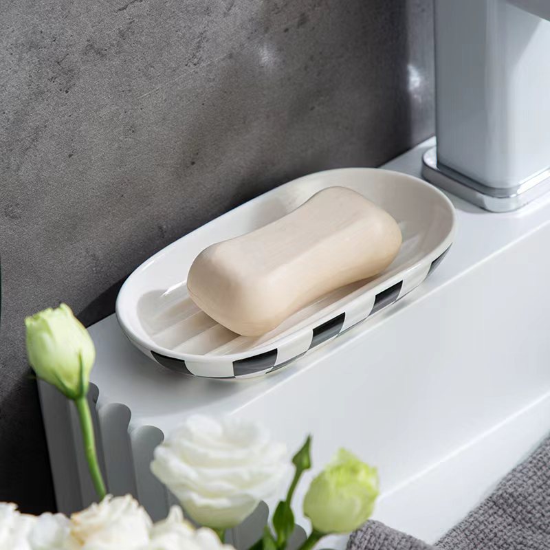 Black Checkboard Soap Dispenser Set photo